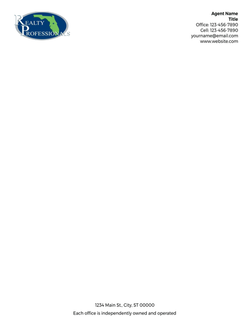 Picture of Realty Professionals of Florida LLC White 70lb Letterhead