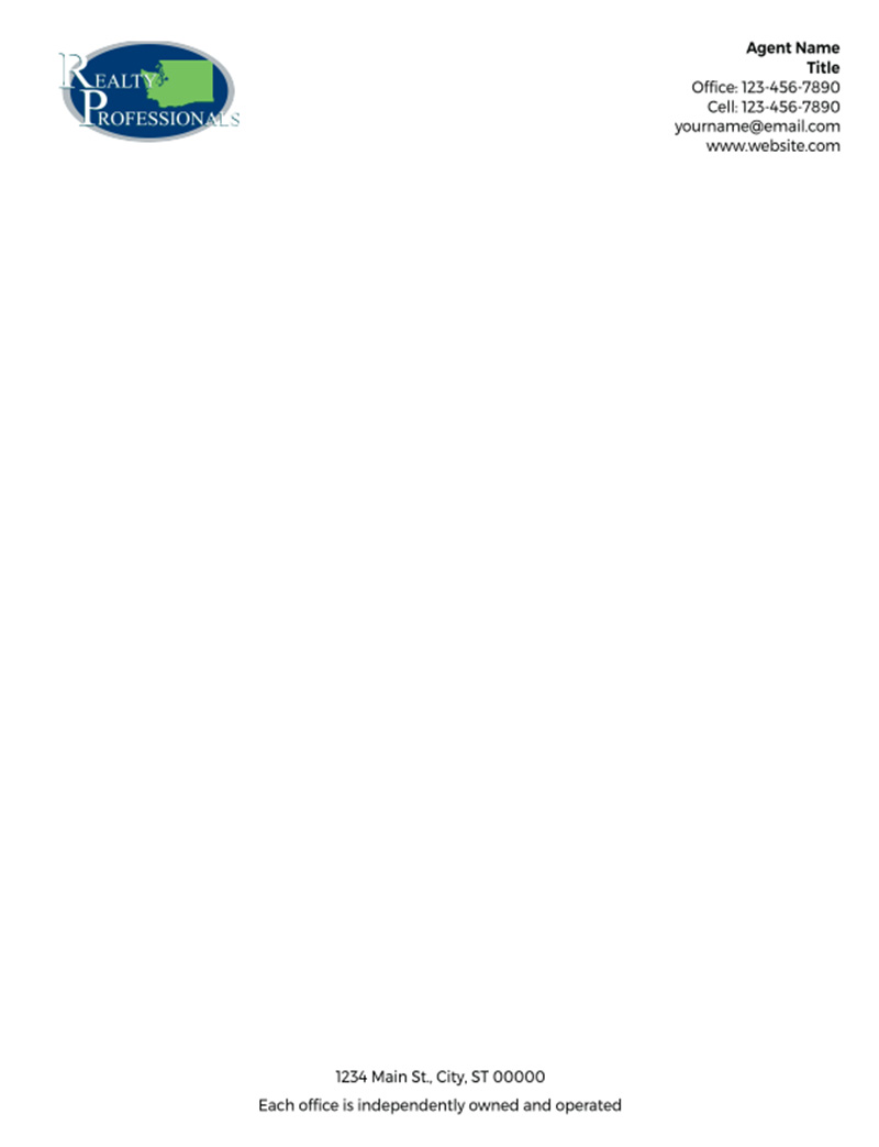 Picture of Realty Professionals of Washington LLC White 70lb Letterhead
