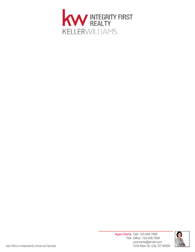 Picture of Keller Williams Integrity First White 70lb Letterhead