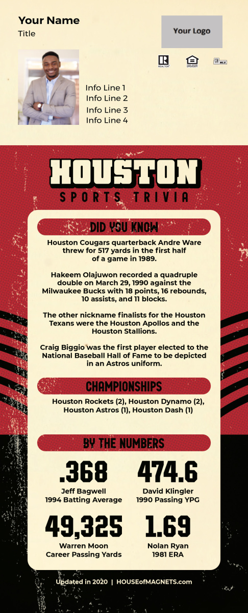 Picture of Custom Postcard Mailer Sports Trivia Magnets - Houston