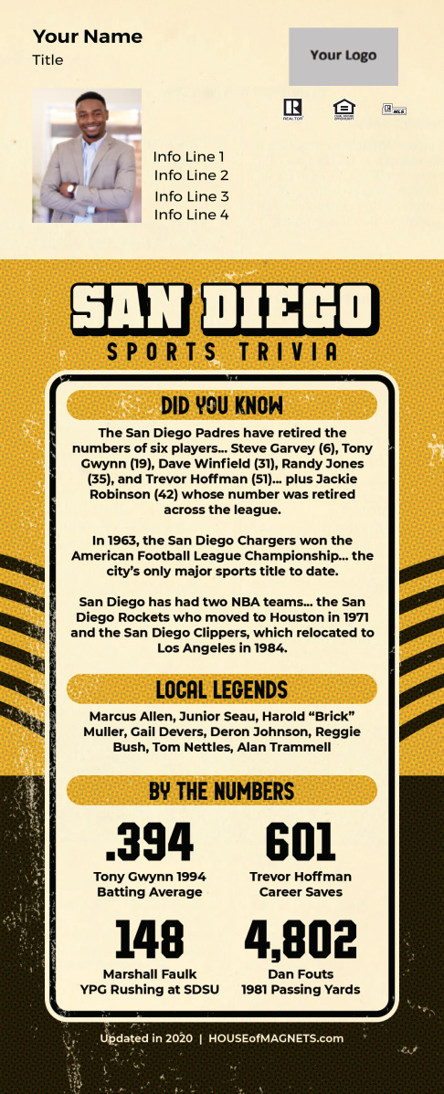 Picture of Custom QuickCard Sports Trivia Magnets - San Diego