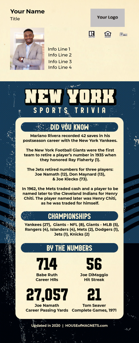 Picture of Custom QuickMagnet Sports Trivia Magnets - New York
