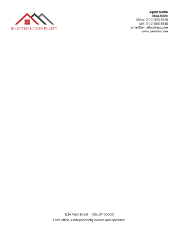 Picture of Selected Homes Realty LLC White 70lb Letterhead