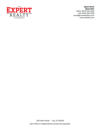 Picture of The Expert Realty Co. White 70lb Letterhead