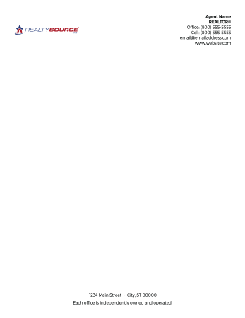 Picture of Realty Source White 70lb Letterhead