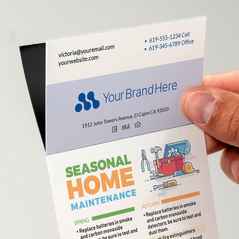 Apply any business card to these specialty reference magnets with the adhesive top